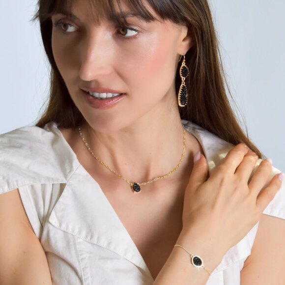 Stunning Adjustable Simulated Druzy Bracelet - Perfect for Layering in Gold - Picture 8 of 9